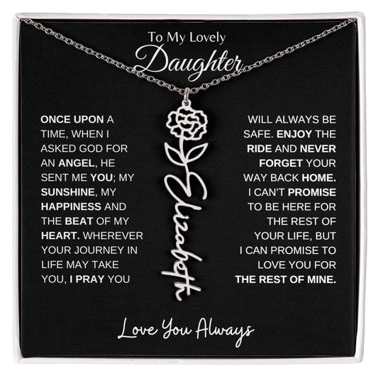 To My Lovely Daughter | Personalized Flower Name Necklace | Love You Always