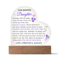To My Beautiful Daughter | Heart Shaped Acrylic Plaque with Wood Base