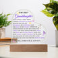 To My Lovely Granddaughter | Beautiful Heart-Shaped Acrylic with Wood Base