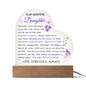To My Beautiful Daughter | Heart Shaped Acrylic Plaque with Wood Base