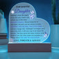 To My Beautiful Daughter | Heart Shaped Acrylic Plaque with Wood Base