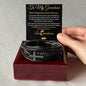 To My Grandson | Cross Leather Bracelet | Love Grandmom