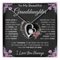To My Beautiful Granddaughter | The Beat Of My Heart... Pink Roses on Black | Forever Love Necklace