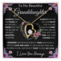 To My Beautiful Granddaughter | My Love and Light... Pink Roses on Black | Forever Love Necklace