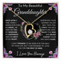 To My Beautiful Granddaughter | The Beat Of My Heart... Pink Roses on Black | Forever Love Necklace