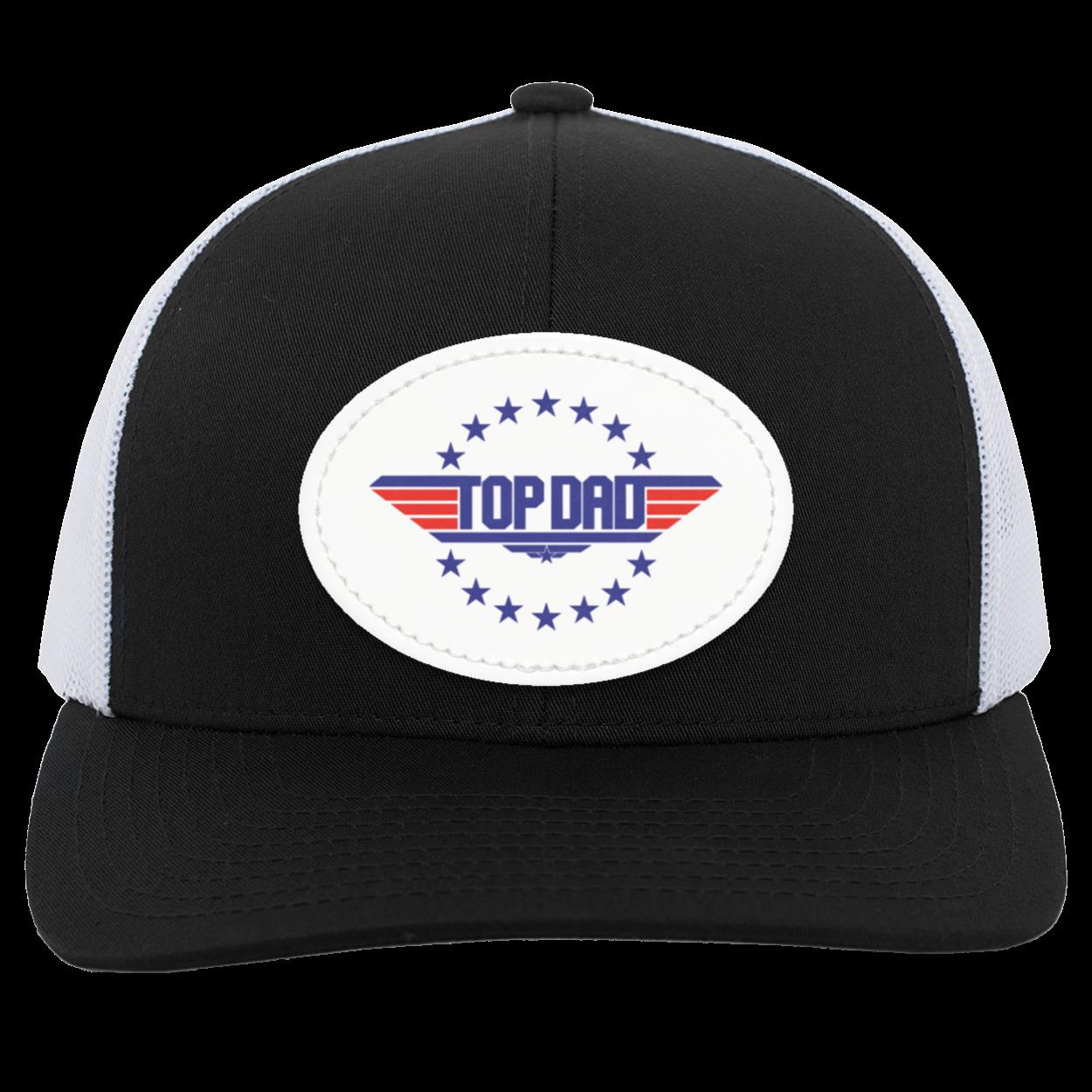 Dad | Top Dad - White Oval Patch | Snap Back Trucker Hat