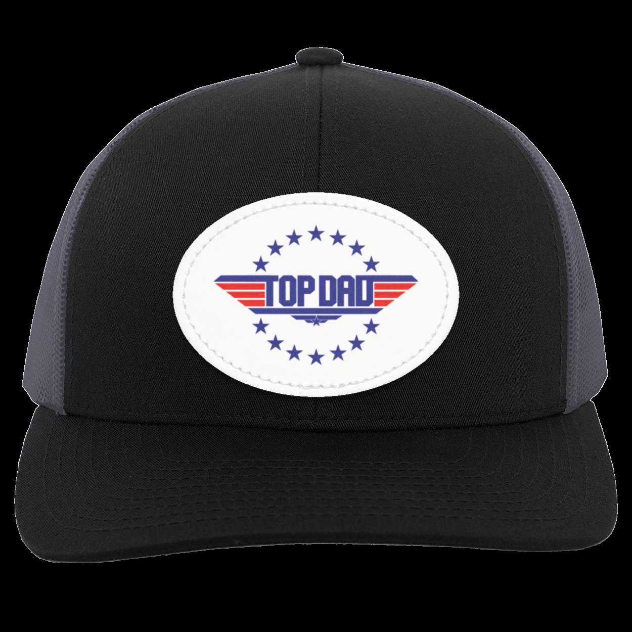 Dad | Top Dad - White Oval Patch | Snap Back Trucker Hat