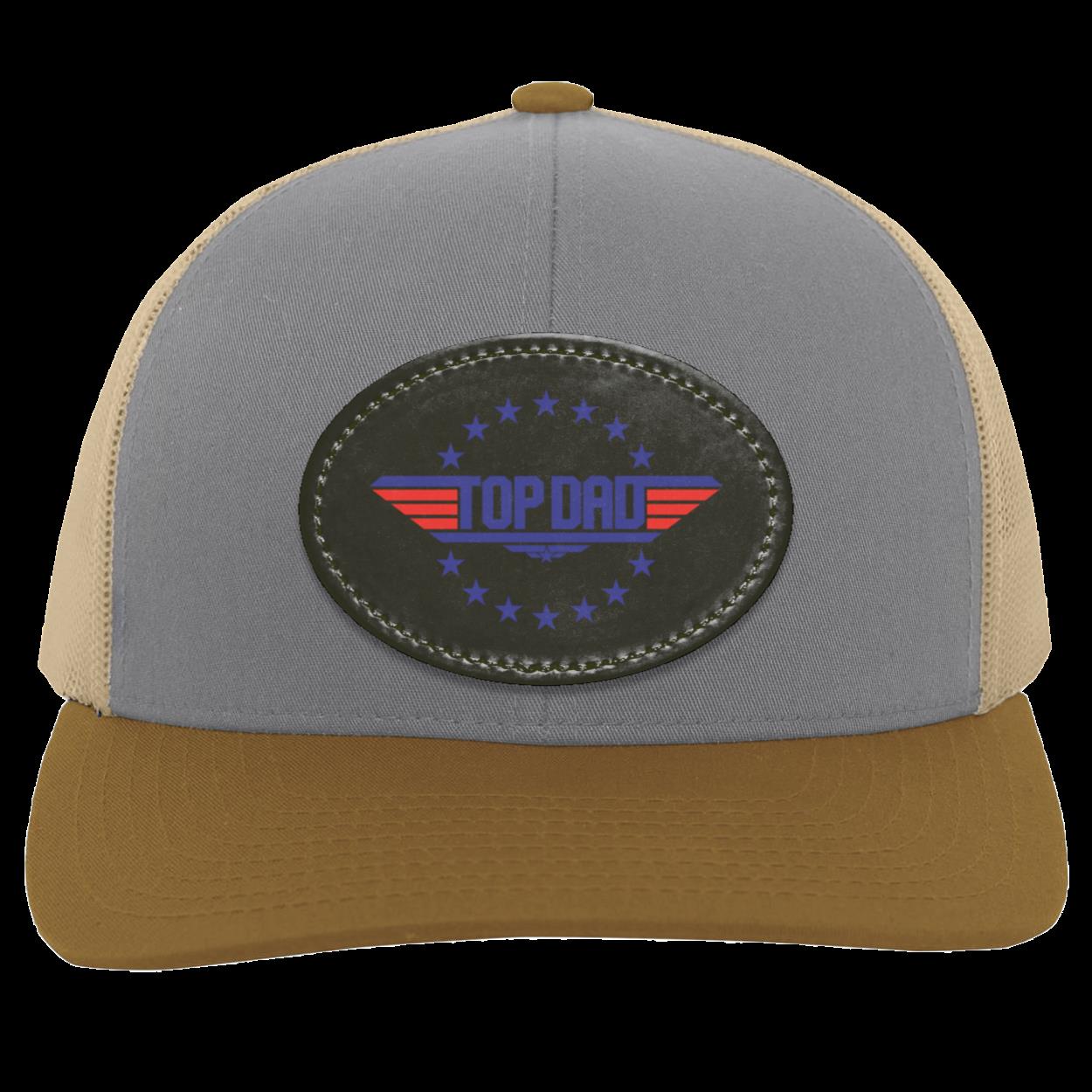 Dad | Top Dad - Black Oval Patch | Trucker Snap Back Hat