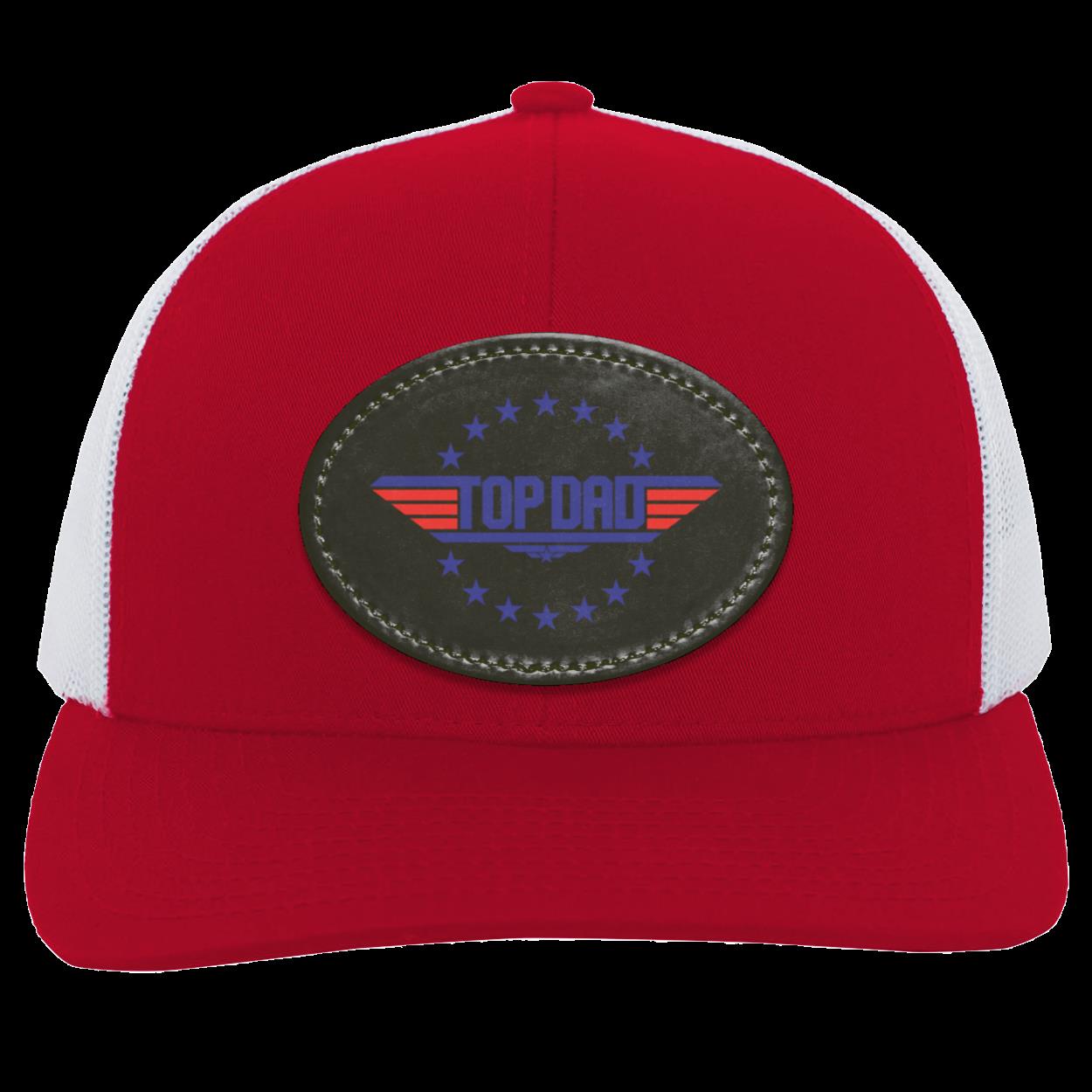 Dad | Top Dad - Black Oval Patch | Trucker Snap Back Hat