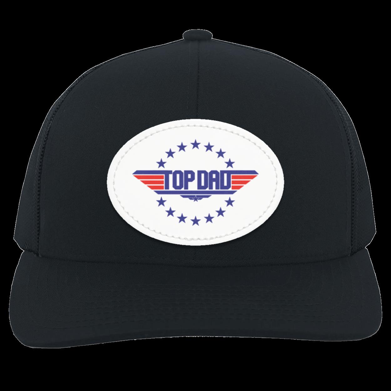 Dad | Top Dad - White Oval Patch | Snap Back Trucker Hat