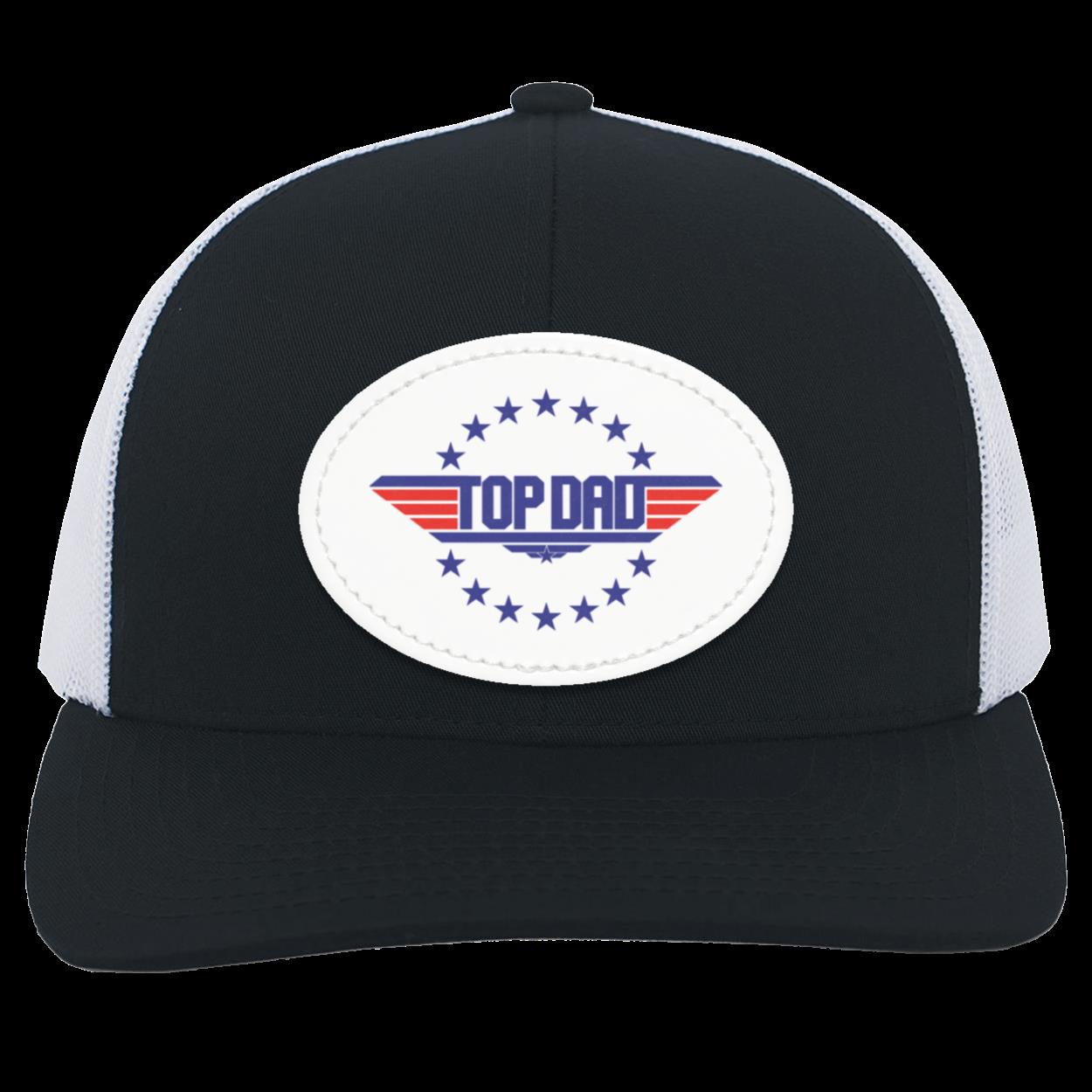 Dad | Top Dad - White Oval Patch | Snap Back Trucker Hat