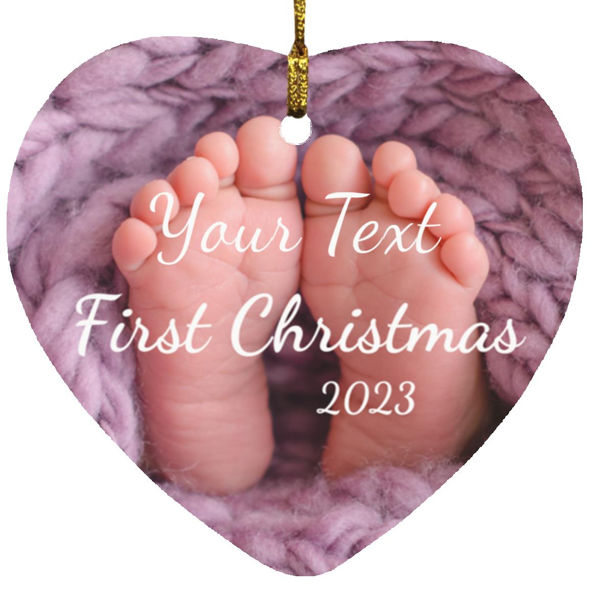 Personalized Baby's First Christmas - Heart-Shaped Ornament