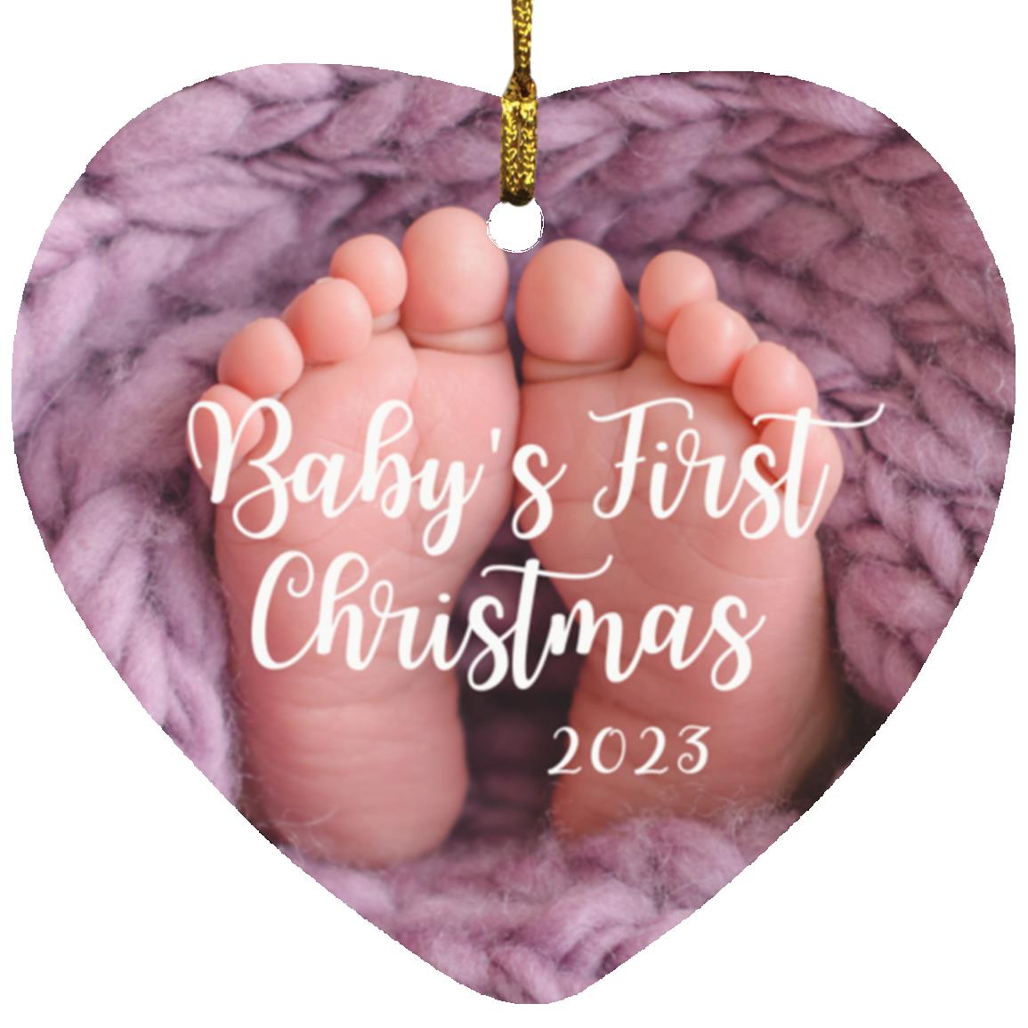 Baby’s First Christmas - Wrapped in Lavender | Heart Shaped Ornament | 2023