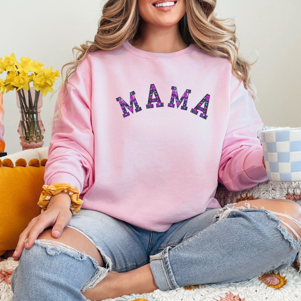 MAMA | Black and Purple Floral Sweatshirt