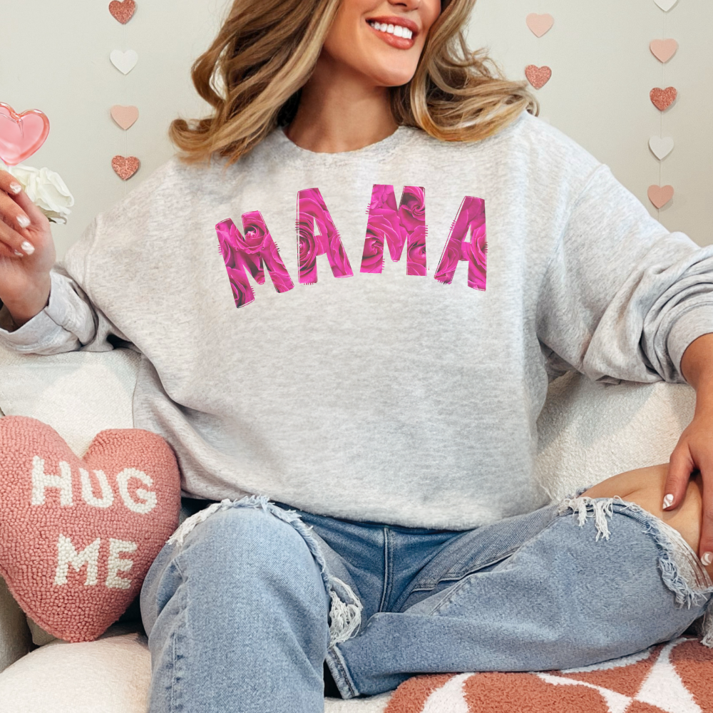 MAMA - Pink Rose | High Quality Sweatshirt | 12 Colors to Choose From