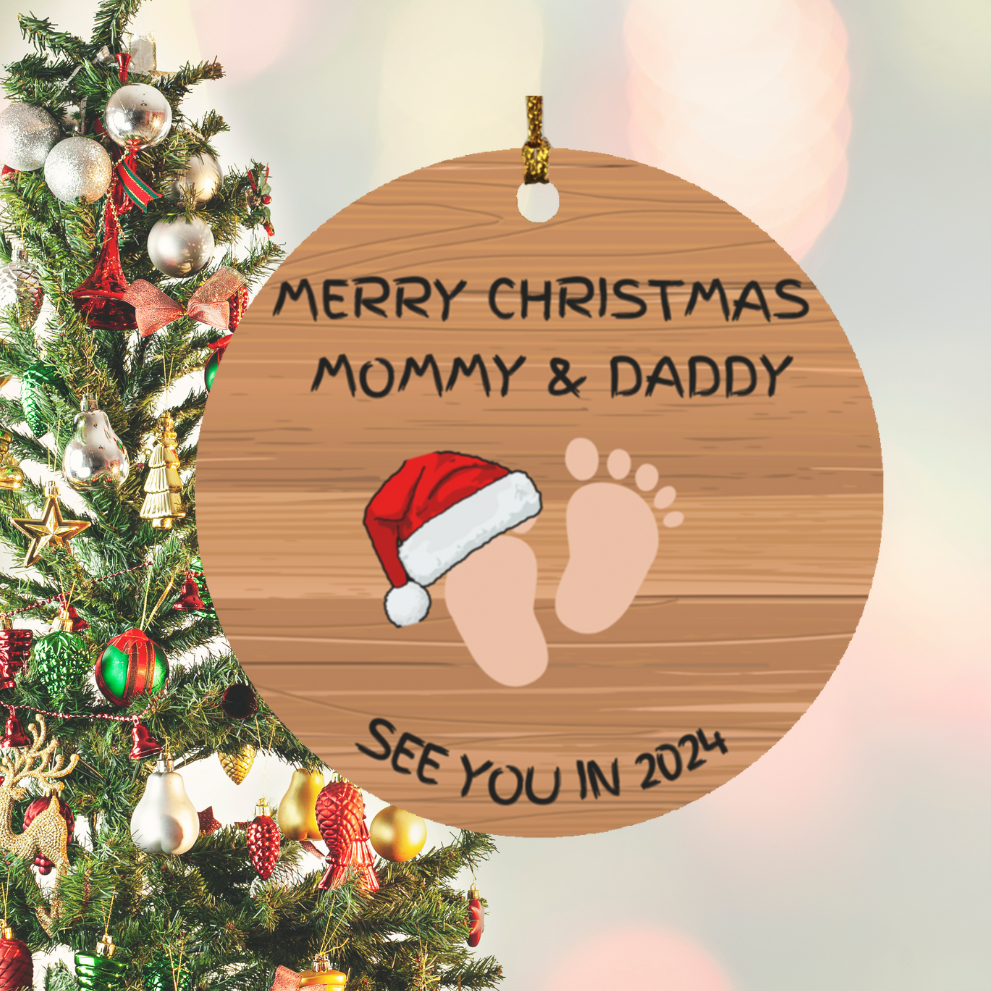 Merry Christmas Mommy & Daddy - Round Ornament