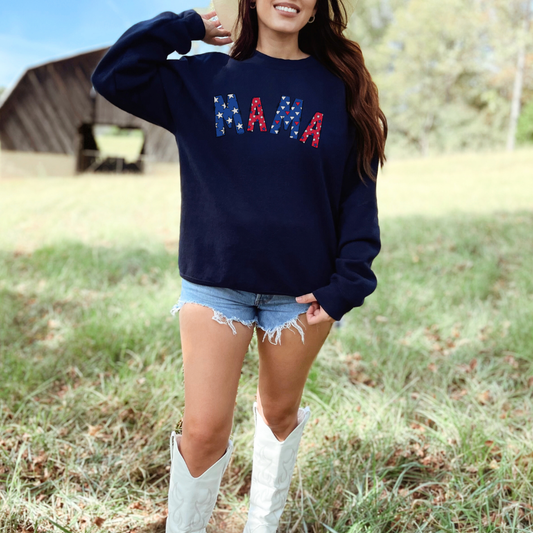 Patriotic MAMA | High Quality Sweatshirt | 14 Colors to Choose From