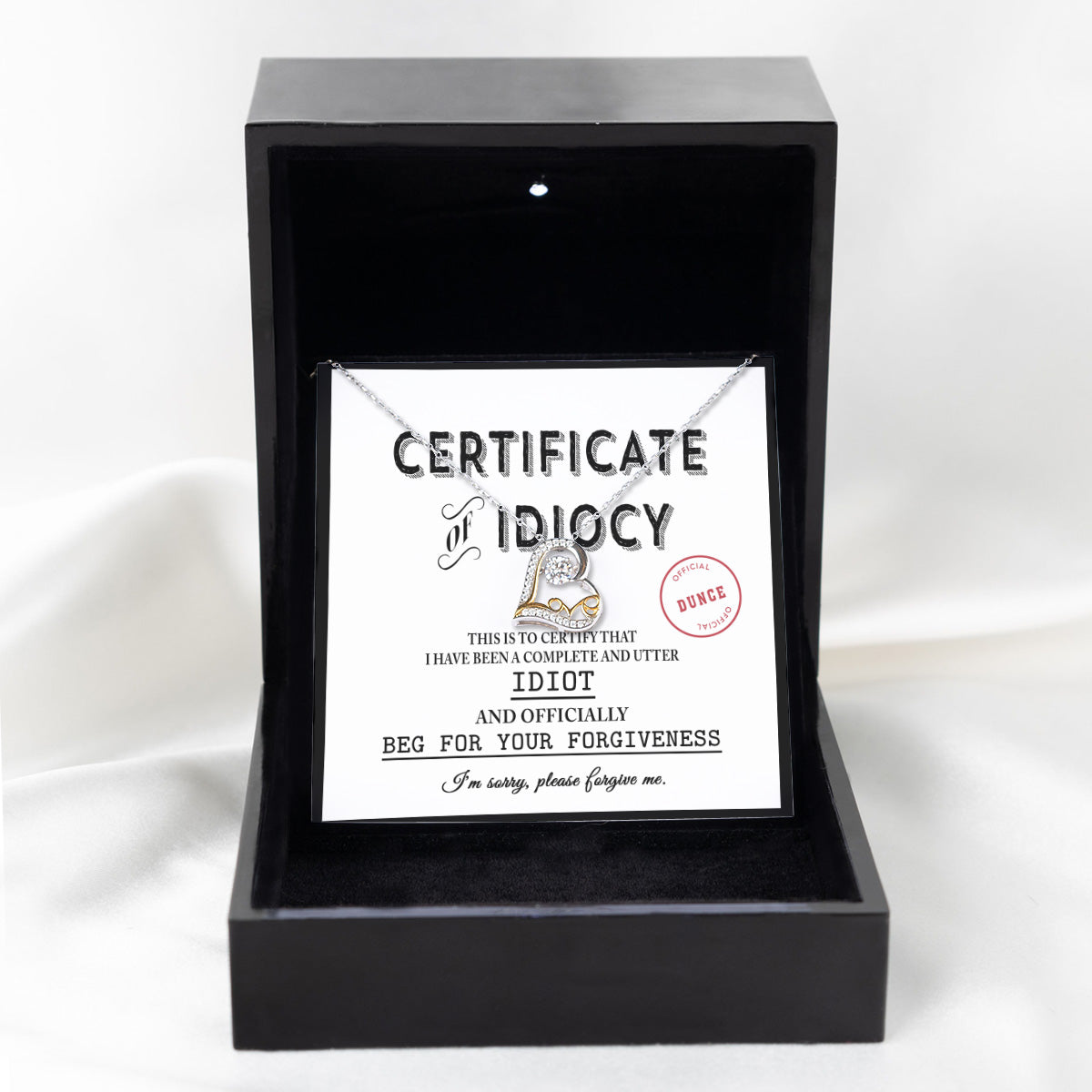 Sorry | Certificate Of Idiocy | Love Dancing Necklace