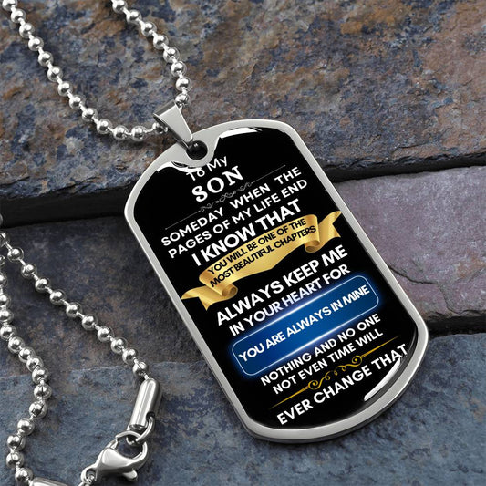 To My Son | Dog Tag Necklace | Black