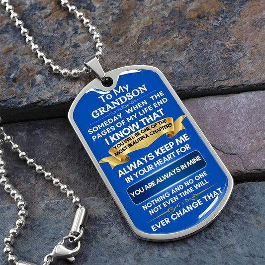 To My Grandson | Dog Tag Necklace | Blue