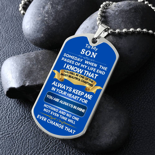 To My Son | Dog Tag Necklace | Blue