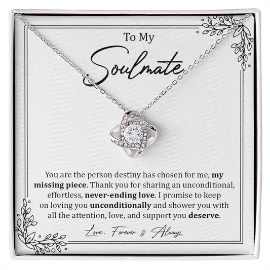 To My Soulmate | Love Forever & Always | Love Knot Necklace