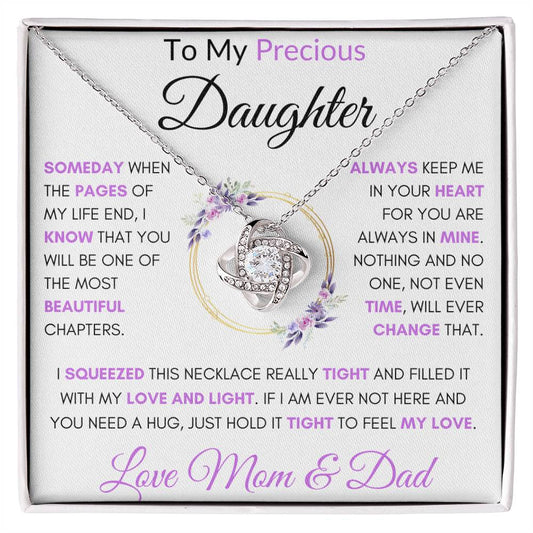 To My Precious Daughter | Love Knot Necklace | Love Mom and Dad