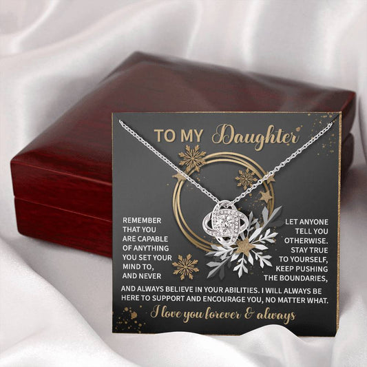 To My Daughter | Set Your Mind | Love Knot Necklace (Yellow & White Gold Variants)