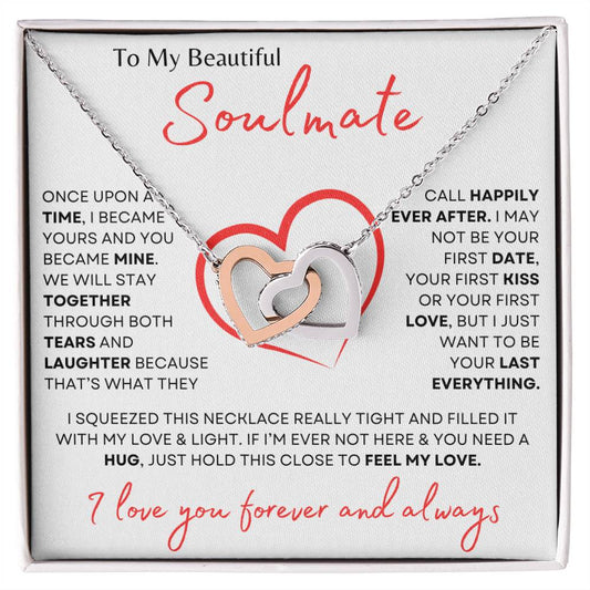 To My Beautiful Soulmate | Interlocking Hearts Necklace | I Love You Forever and Always