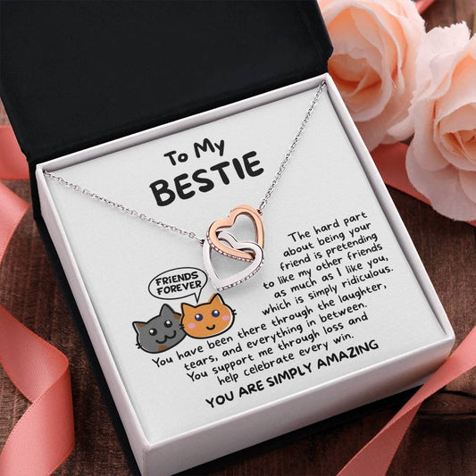 To My Bestie | I Like You | Interlocking Hearts Necklace