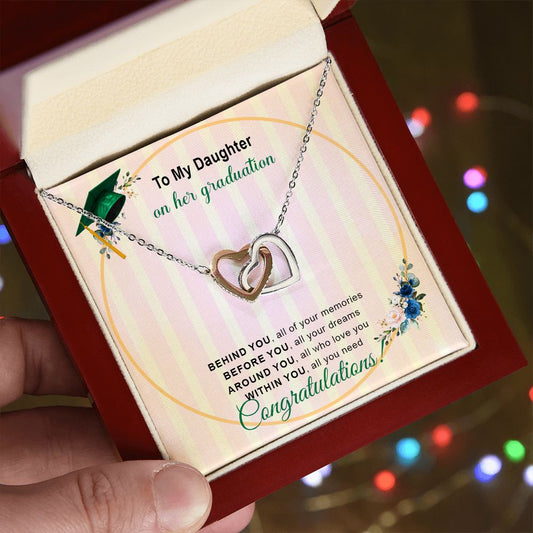 To My Daughter For Graduation | Congratulations | Interlocking Hearts necklace