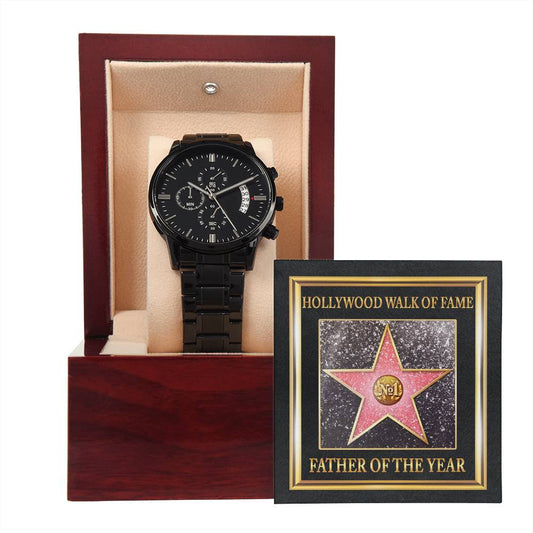 Father | Walk Of Fame | Black Metal Chronograph Watch