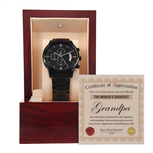 Grandpa | Everything You Do | Black Metal Chronograph Watch