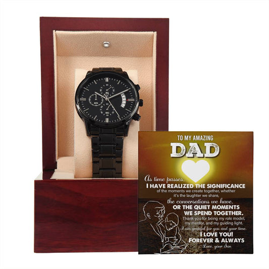 Dad | My Guiding Light | Black Metal Chronograph Watch