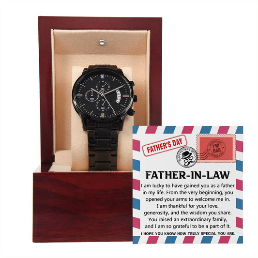 Father-in-law | As A Father | Black Metal Chronograph Watch