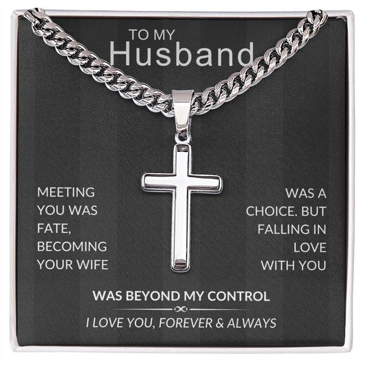 To My Husband | Artisan Cross Necklace | I LOVE YOU, FOREVER AND ALWAYS