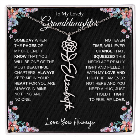 To My Lovely Granddaughter | Someday When... | Personalized Birth Flower Name Necklace