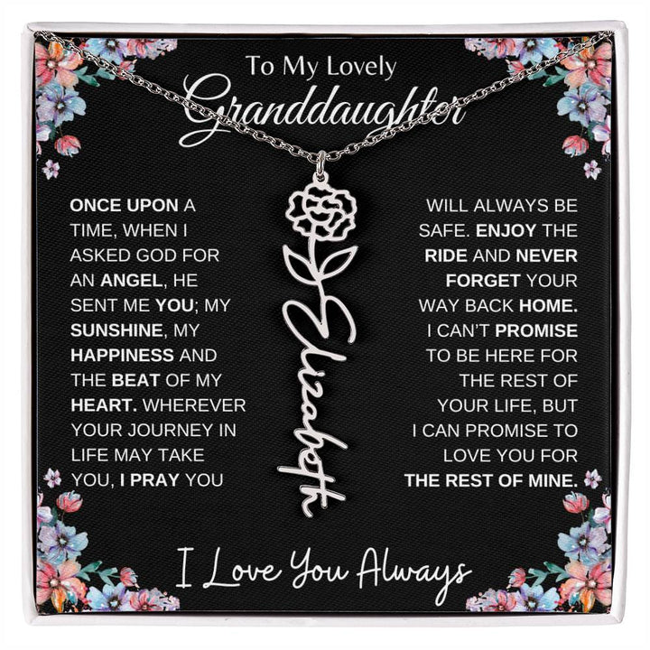 To My Lovely Granddaughter | Once Upon A Time... | Birth Flower Name Necklace