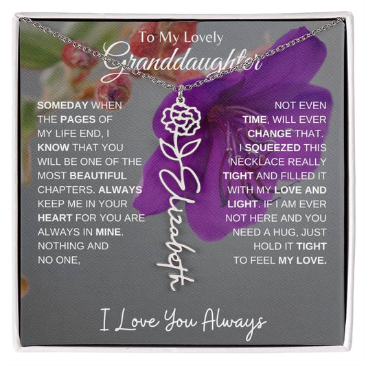 To My Lovely Granddaughter | Someday When...Purple Flower | Personalized Birth Flower Necklace