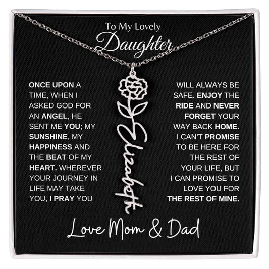 To My Lovely Daughter | Personalized Flower Name Necklace | Love Mom & Dad