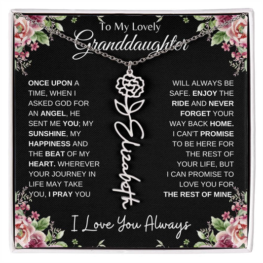 To My Lovely Granddaughter | Once Upon A Time... with Roses | Personalized Birth Flower Necklace