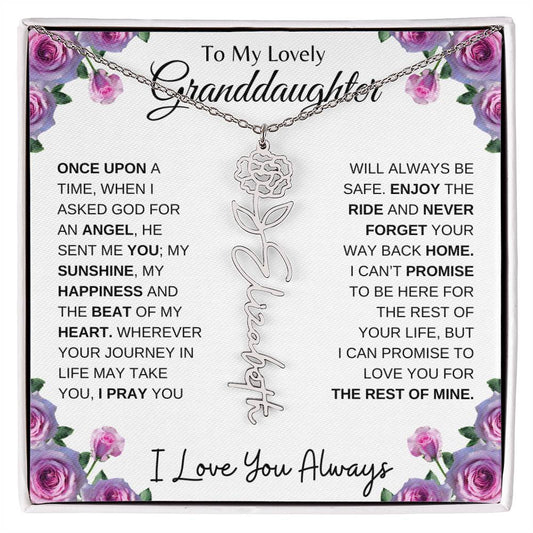 To My Lovely Granddaughter | "Once Upon a Time..." | Personalized Birth Flower Name Necklace wbb