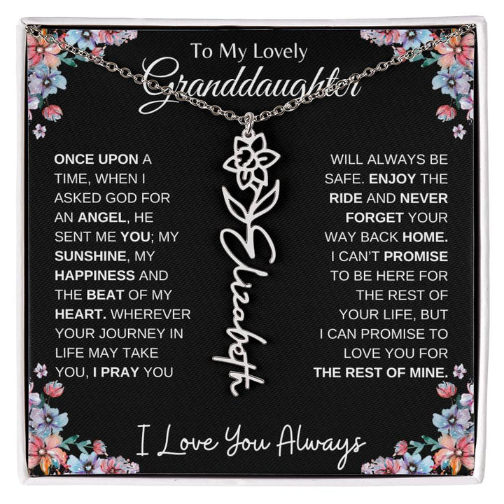 To My Lovely Granddaughter | Once Upon A Time... | Birth Flower Name Necklace