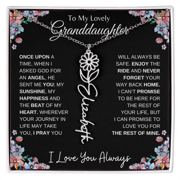 To My Lovely Granddaughter | Once Upon A Time... | Birth Flower Name Necklace