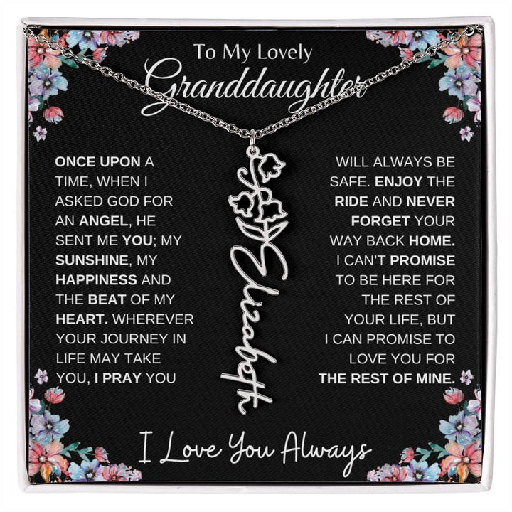 To My Lovely Granddaughter | Once Upon A Time... | Birth Flower Name Necklace