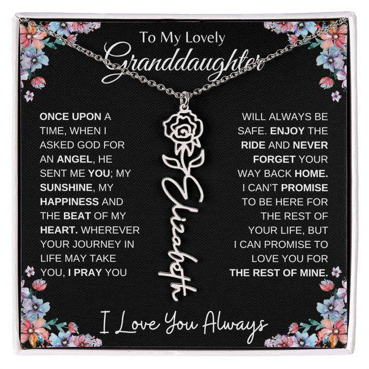 To My Lovely Granddaughter | Once Upon A Time... | Birth Flower Name Necklace