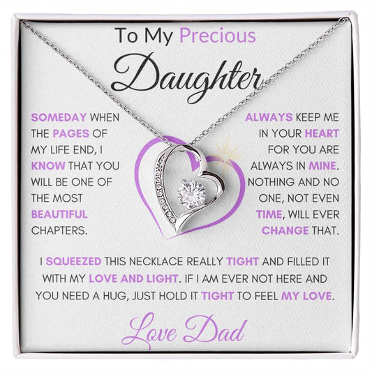 To My Precious Daughter | Forever Love Necklace with Heart Shaped Centerpiece | Love Dad