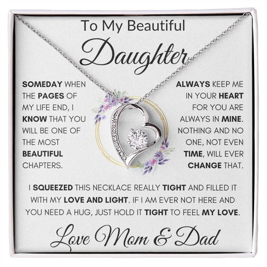 To My Beautiful Daughter | "I Filled It With My Love And Light" Love Mom & Dad | Forever Love Necklace