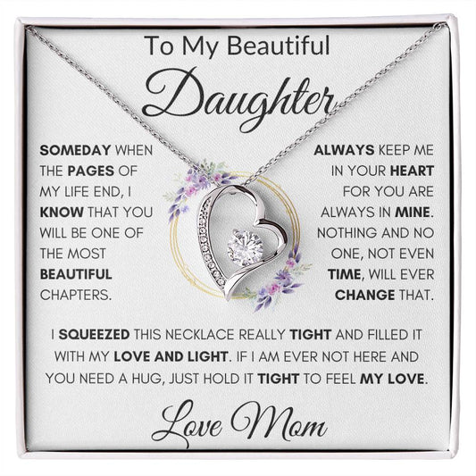 To My Beautiful Daughter |  "I Filled it With My Love and Light"  Love Mom | Forever Love Necklace