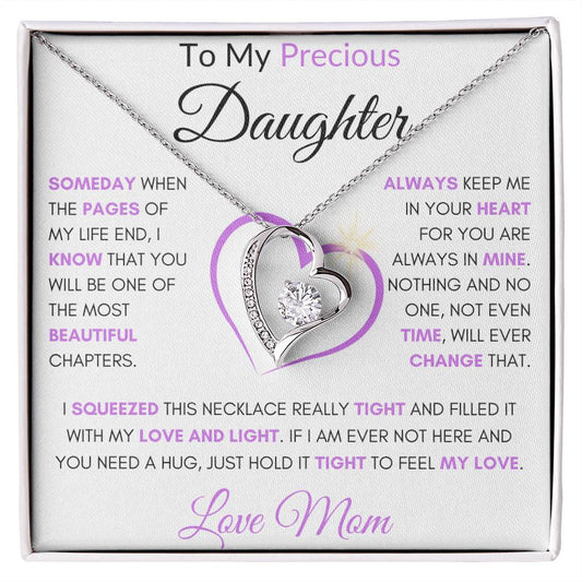 To My Precious Daughter | Forever Love Necklace with Heart Shaped Centerpiece | Love Mom